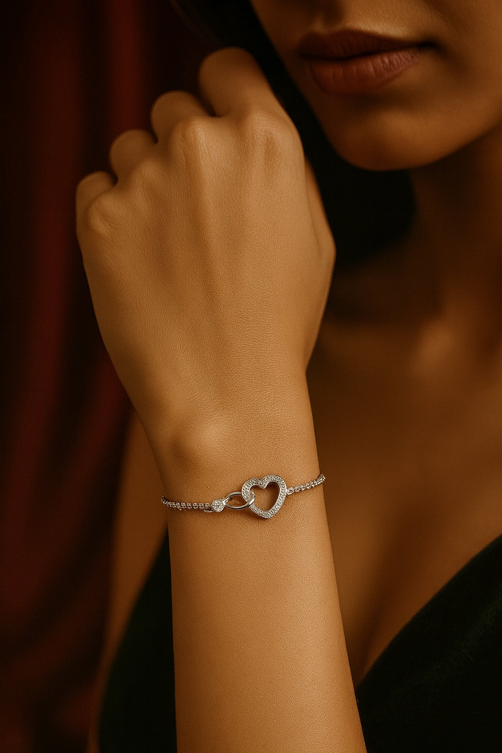 "Infinity Heart Bracelet with Sparkling Crystal Accents"
