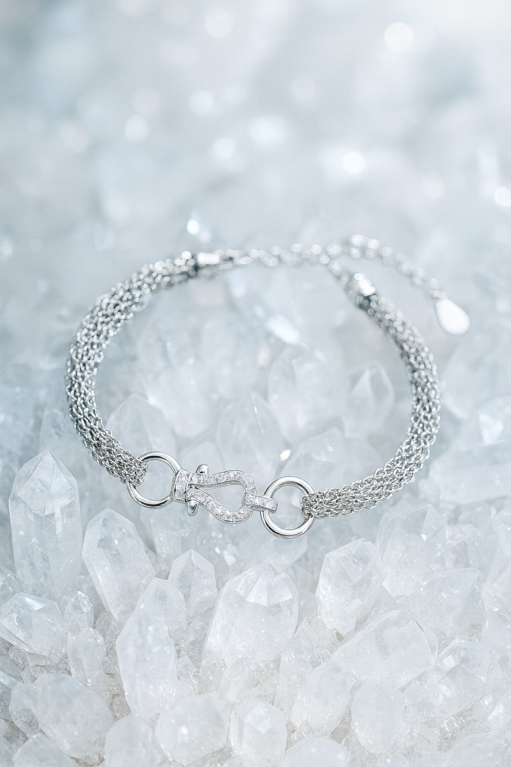 "Elegant Silver Multi-Chain Bracelet with Designer Clasp"