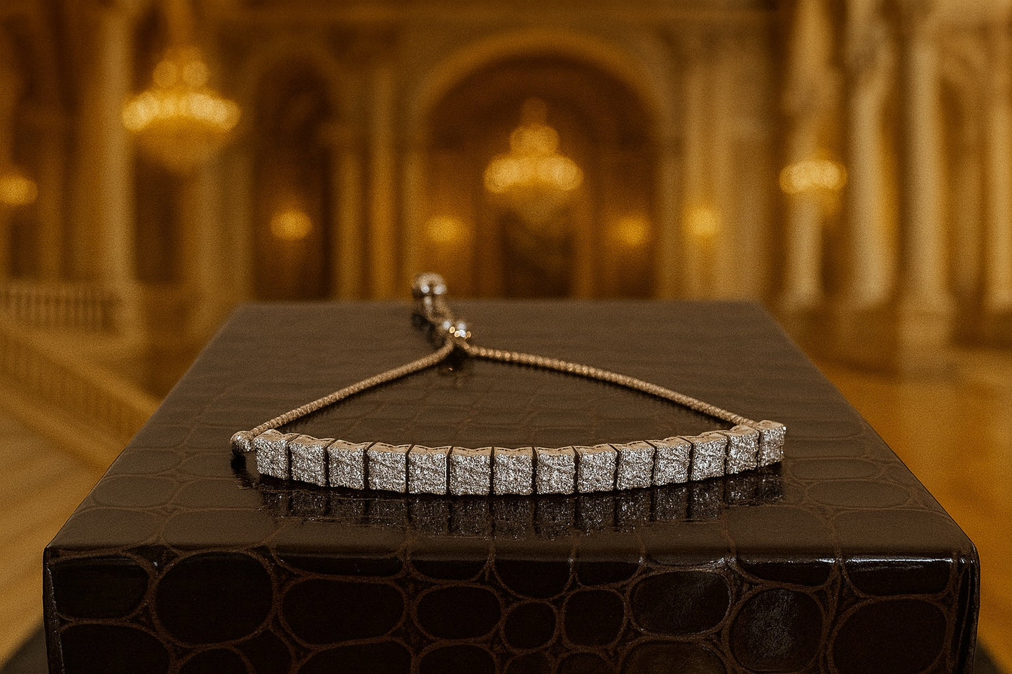 "Elegant 925 Sterling Silver Bracelet with Sparkling square - cut Diamond style design for Timeless Style"