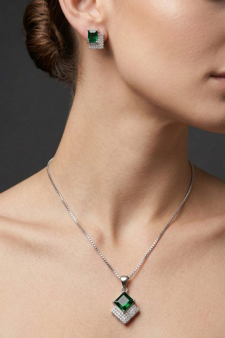 Emerald Green Crystal Pendant Necklace