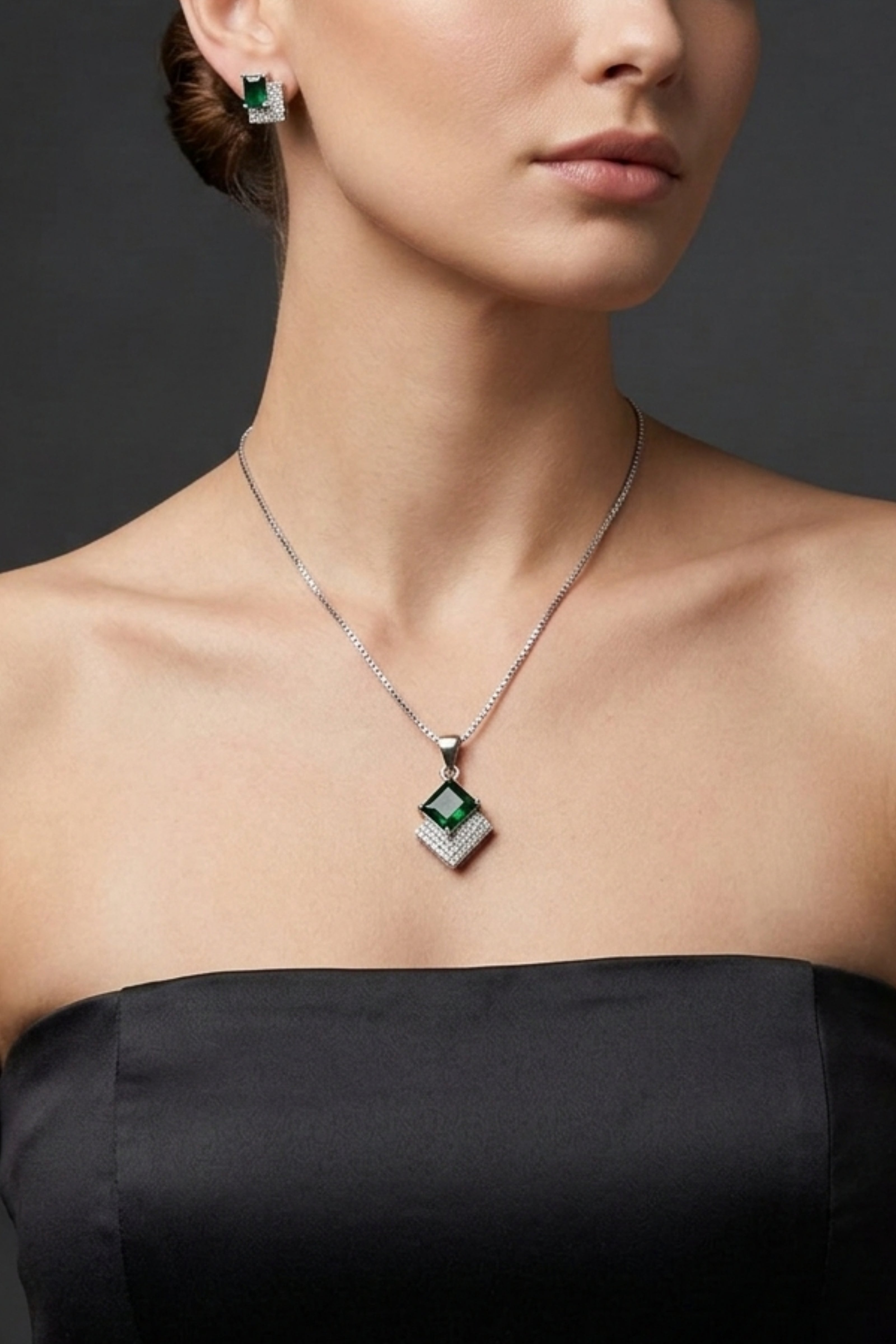 Emerald Green Crystal Pendant Necklace