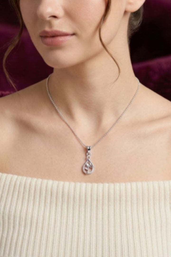 Elegant Infinity Drop Diamond Pendant Necklace – Silver Minimalist Pendant