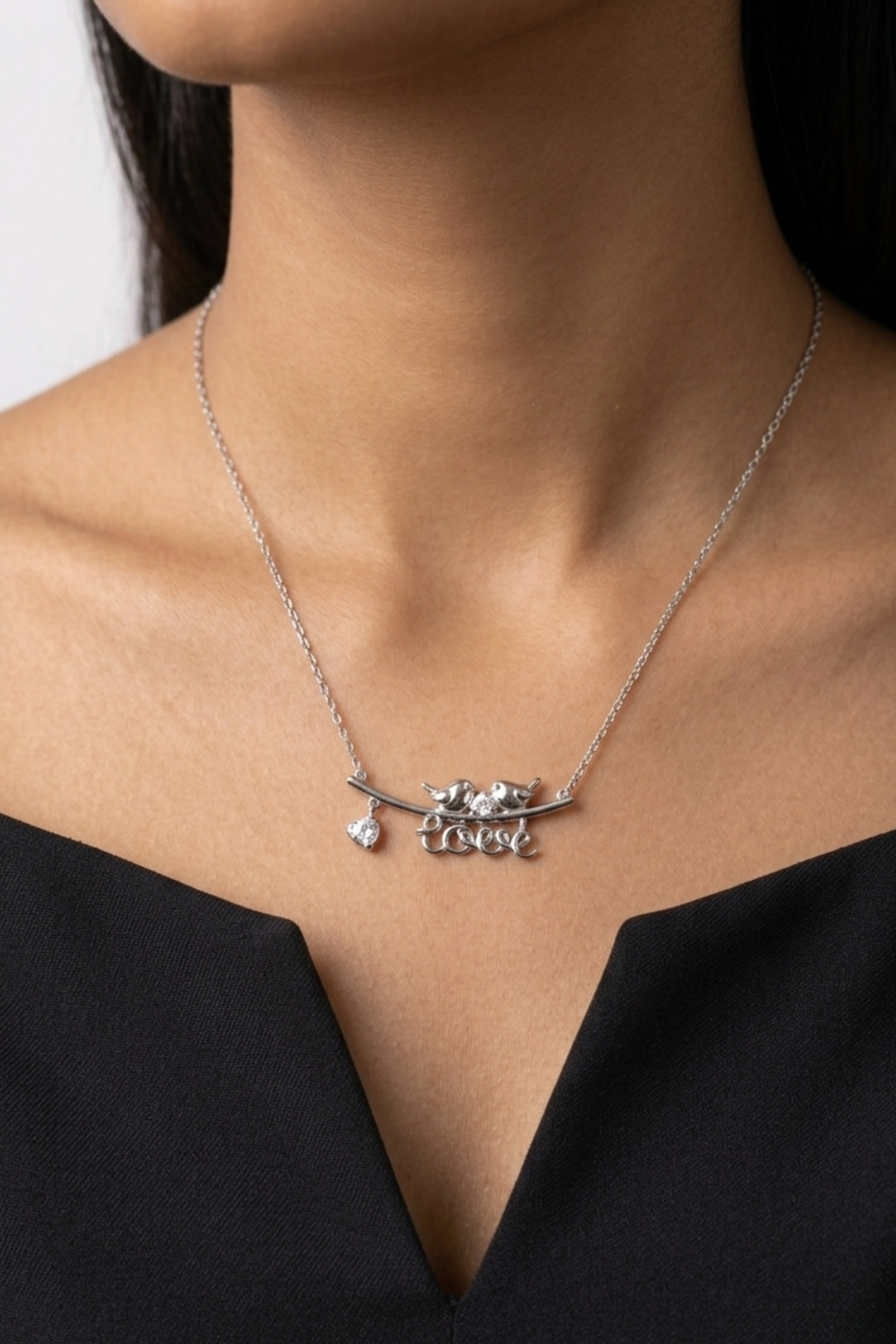 Love Birds Crystal Necklace – Romantic Bird Pendant Necklace for Women