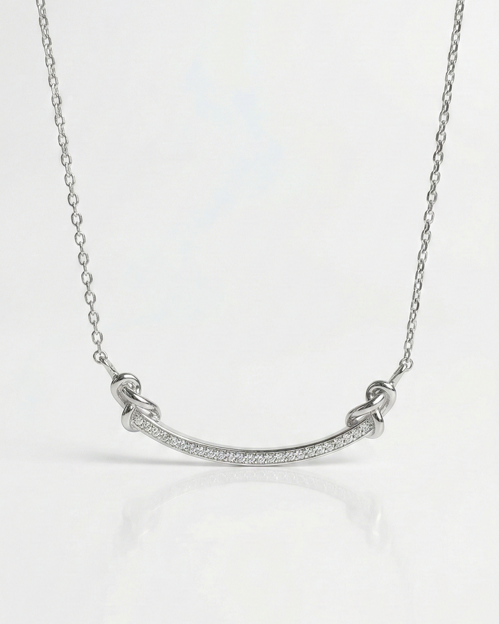 Elegant Curved Diamond Bar Necklace – Minimalist Sterling Silver Chain Necklace