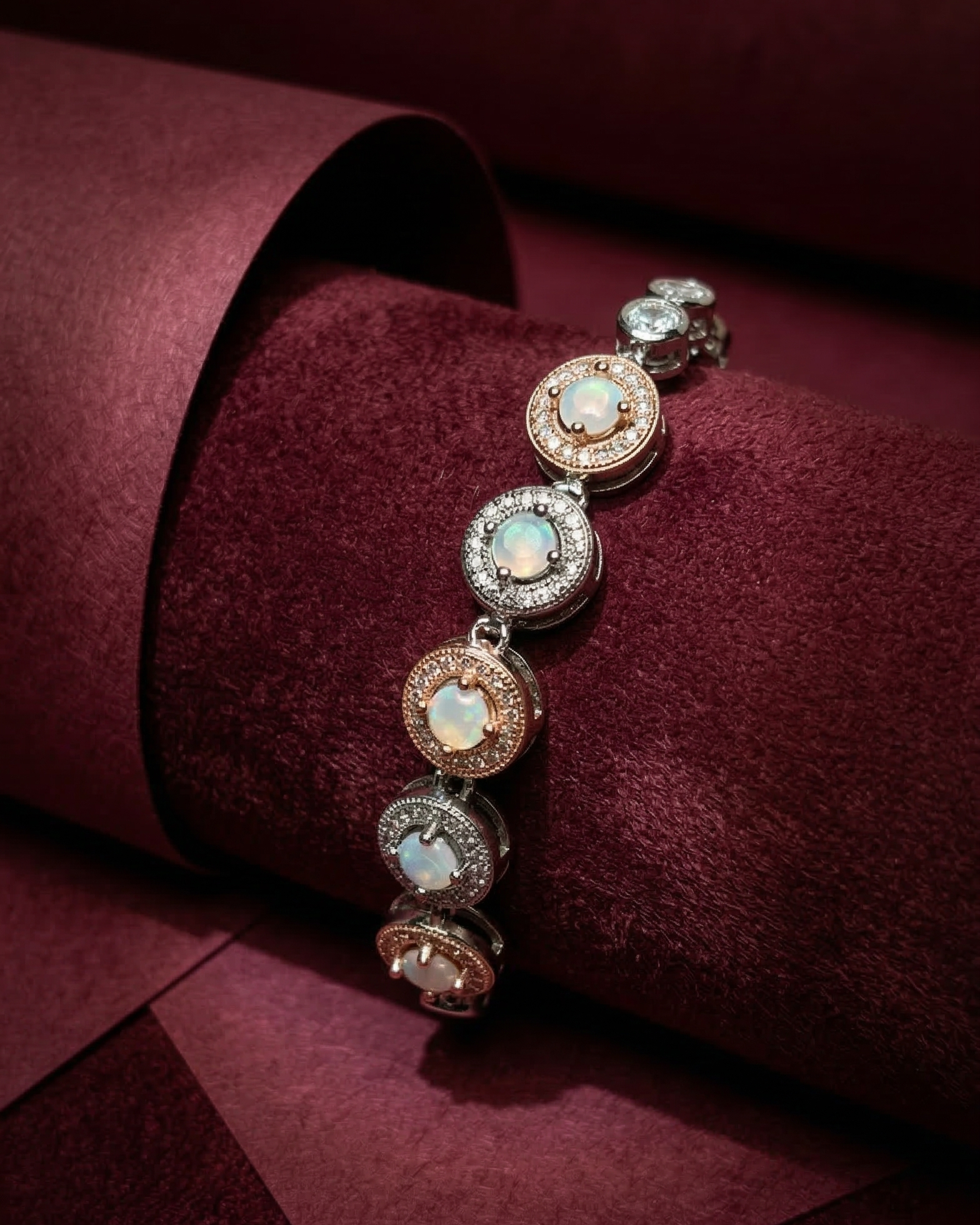 Dual-Tone Crystal Disc Designer Bracelet
