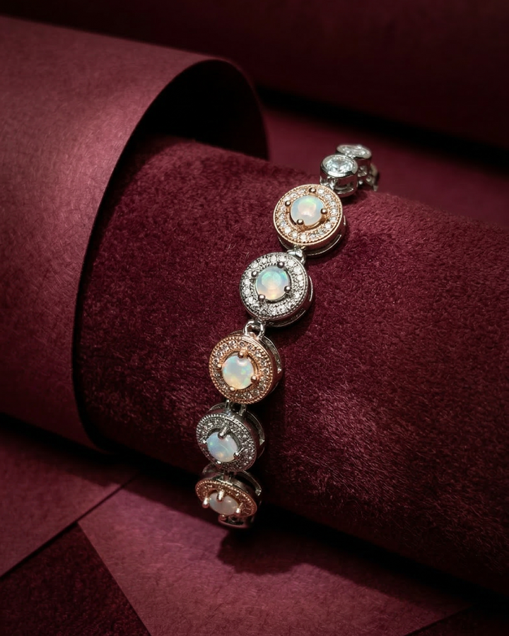 Dual-Tone Crystal Disc Designer Bracelet