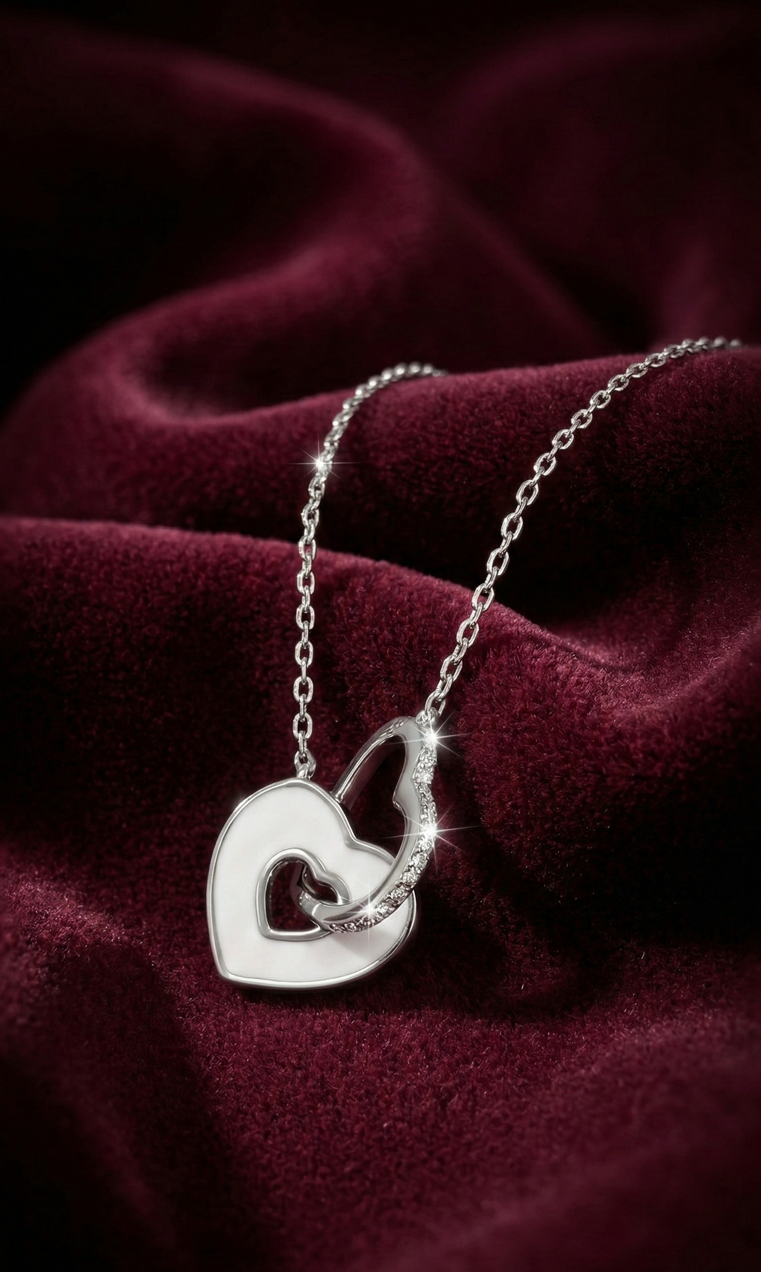 Interlocking Heart Diamond Pendant Necklace