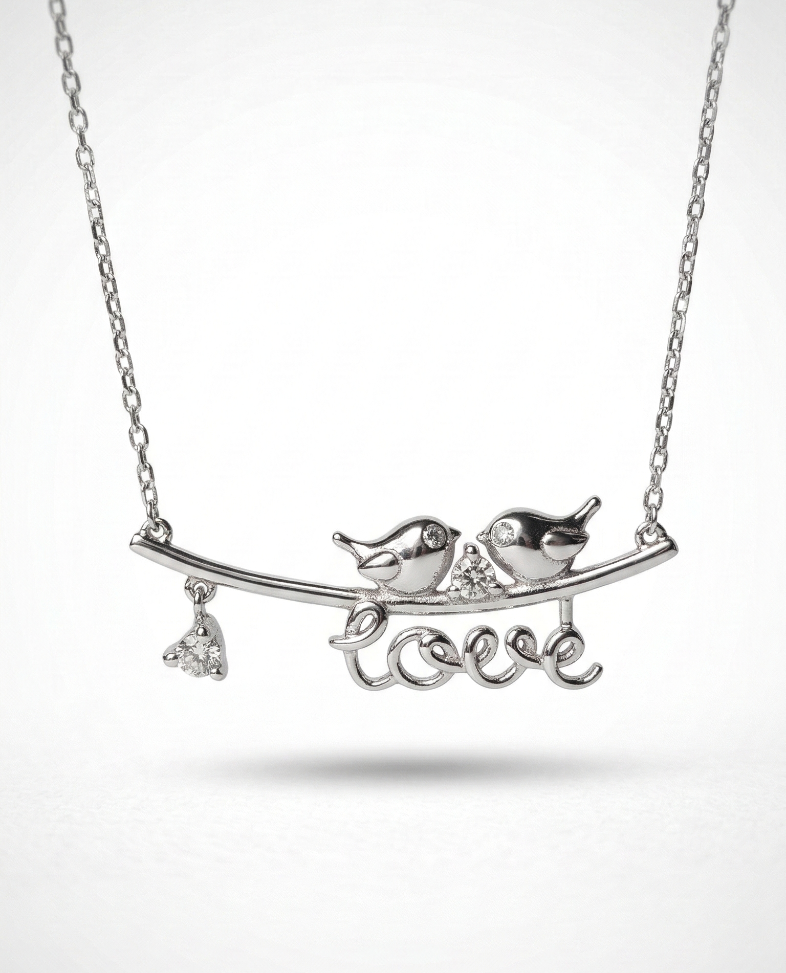 Love Birds Crystal Necklace – Romantic Bird Pendant Necklace for Women