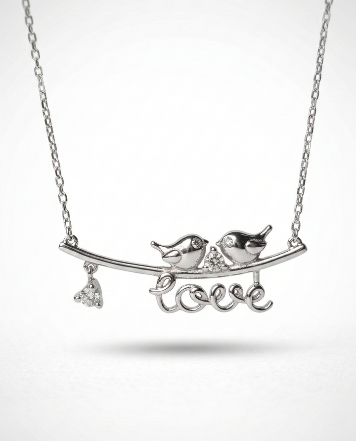 Love Birds Crystal Necklace – Romantic Bird Pendant Necklace for Women