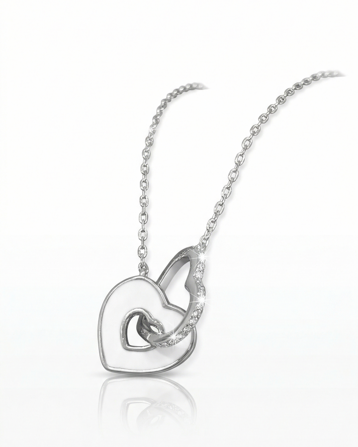 Interlocking Heart Diamond Pendant Necklace
