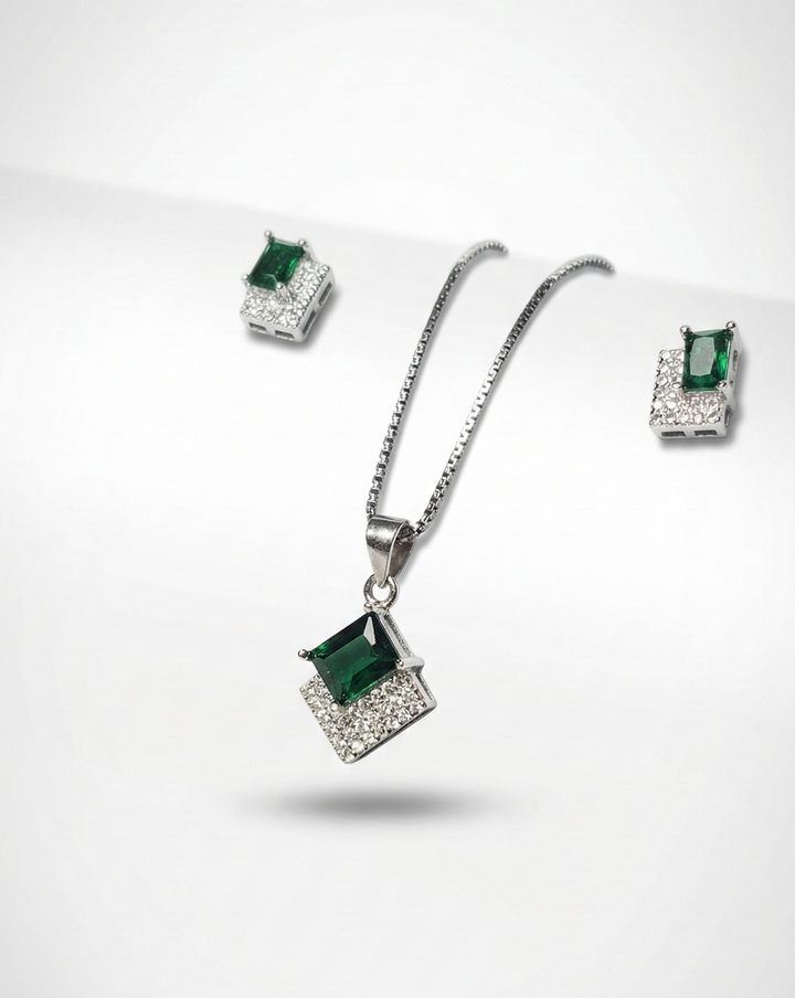 Emerald Green Crystal Pendant Necklace