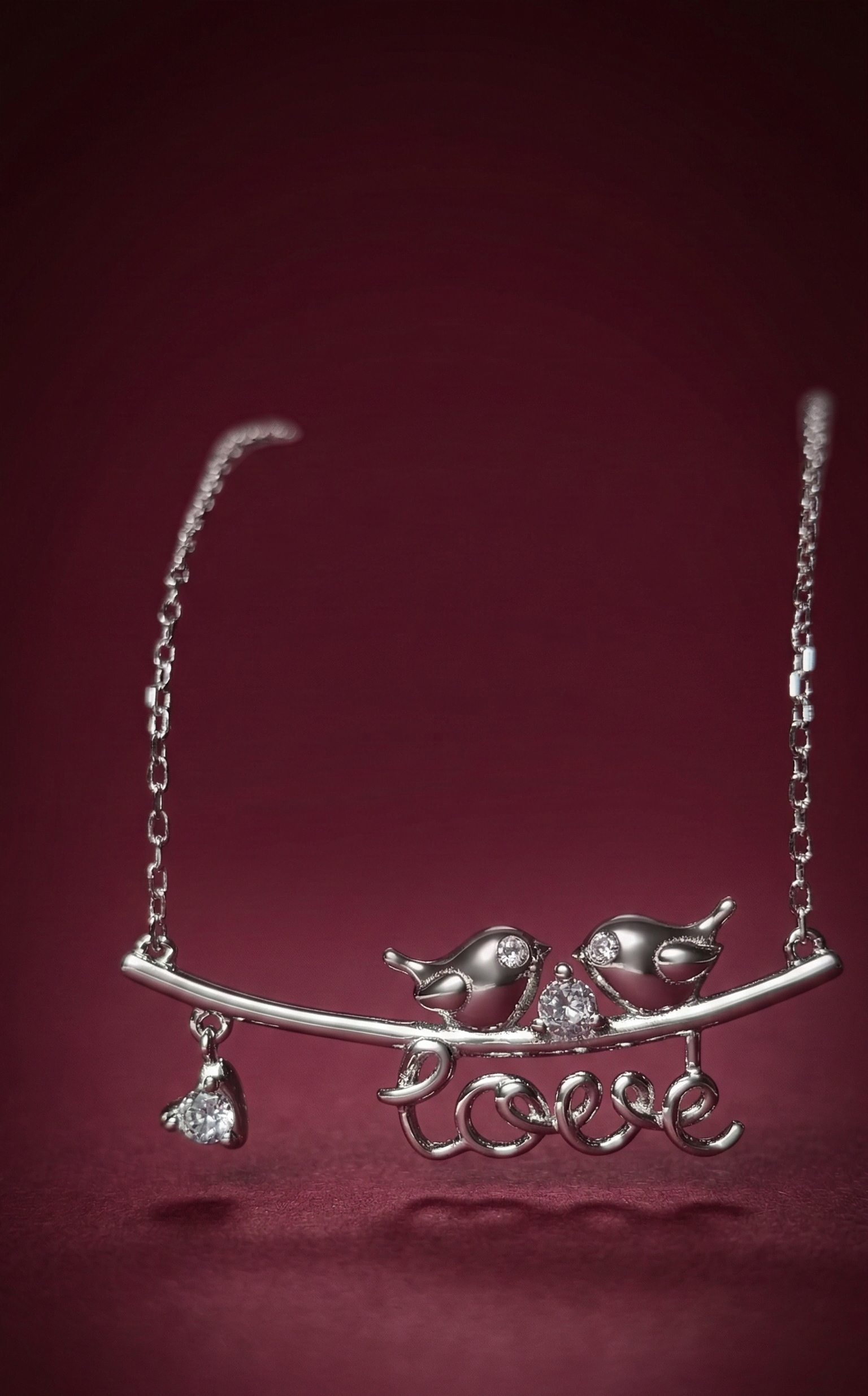 Love Birds Crystal Necklace – Romantic Bird Pendant Necklace for Women