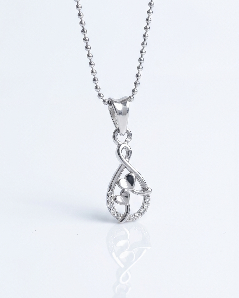 Elegant Infinity Drop Diamond Pendant Necklace – Silver Minimalist Pendant