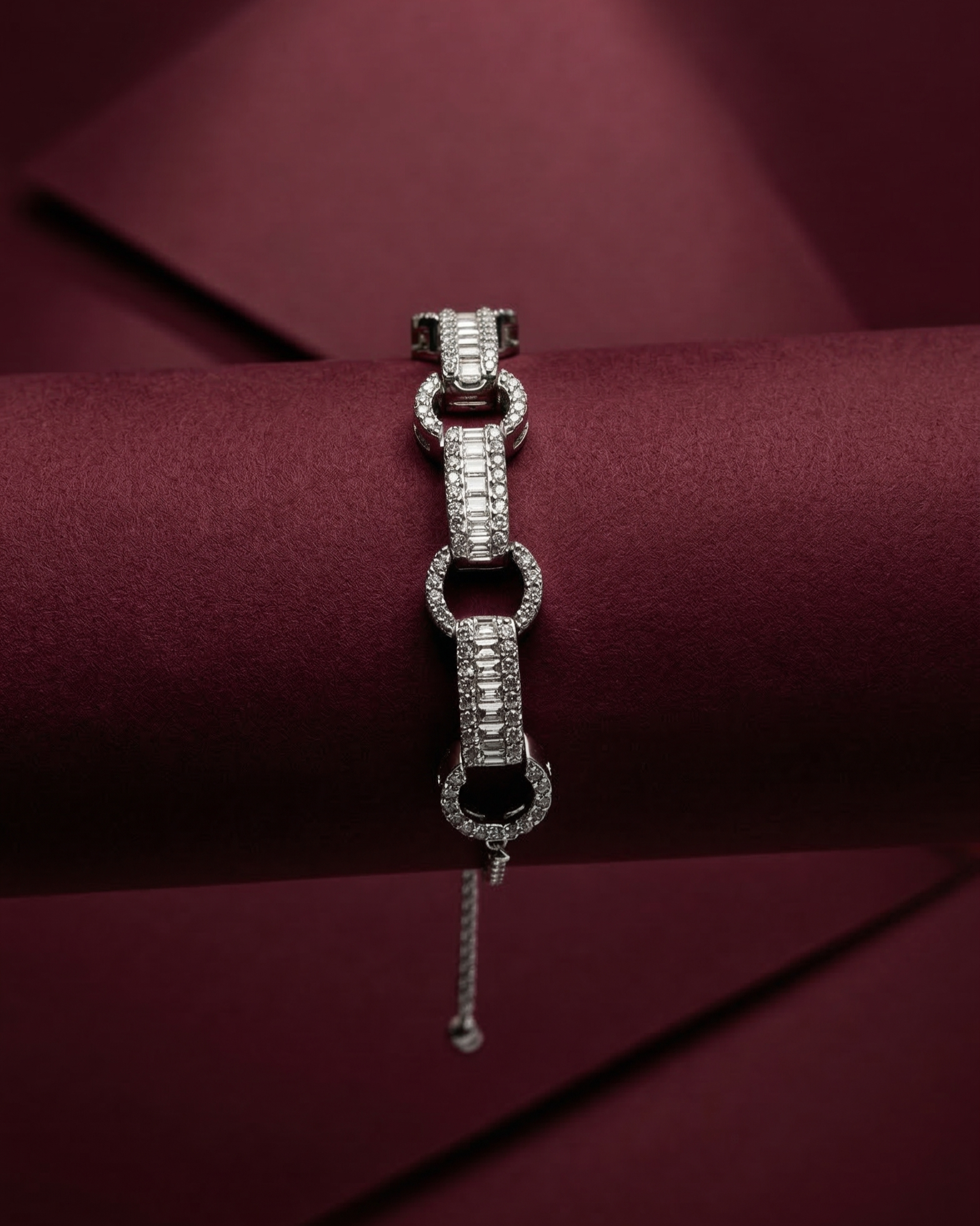 Elegant Silver Crystal Link Adjustable Bracelet