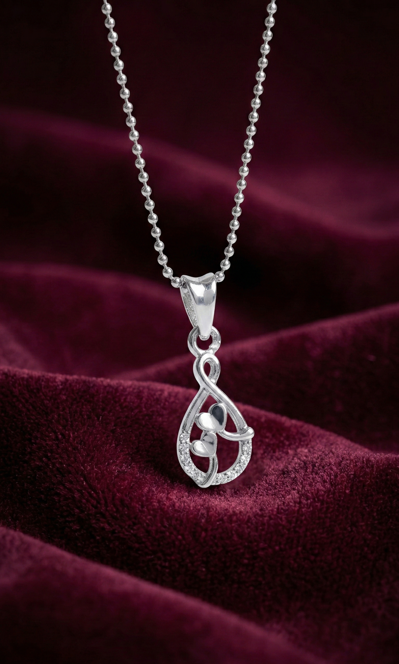 Elegant Infinity Drop Diamond Pendant Necklace – Silver Minimalist Pendant