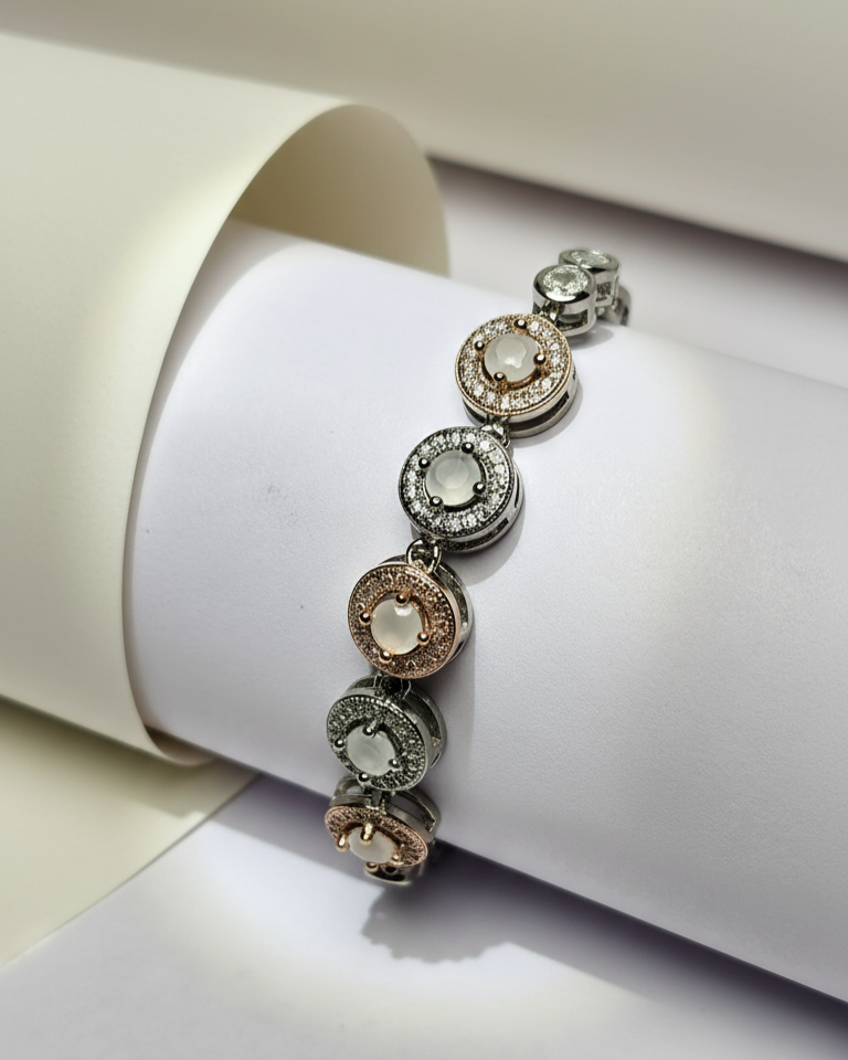 Dual-Tone Crystal Disc Designer Bracelet