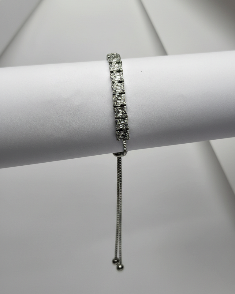 Silver Crystal Adjustable Slider Bracelet
