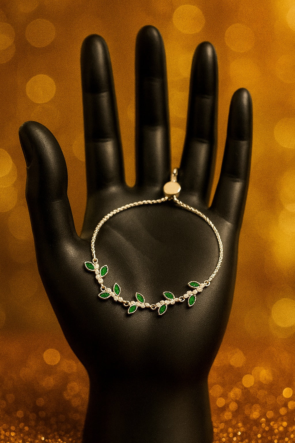 "Golden Green Leaf Vine Bracelet" - ideal for adding charm to your beauty.