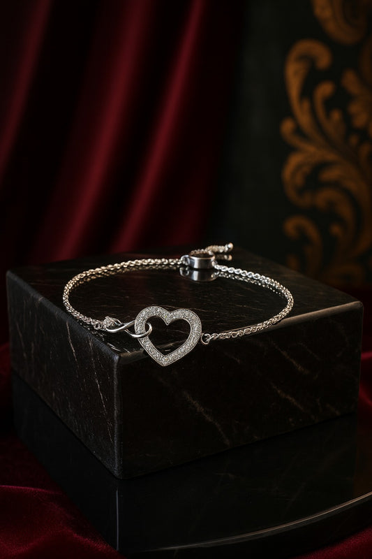 "Infinity Heart Bracelet with Sparkling Crystal Accents"