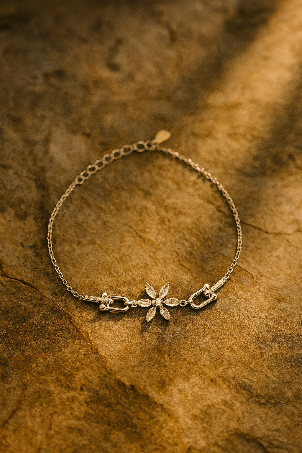 Diamond Floral Bracelet with Elegant Chain Design.