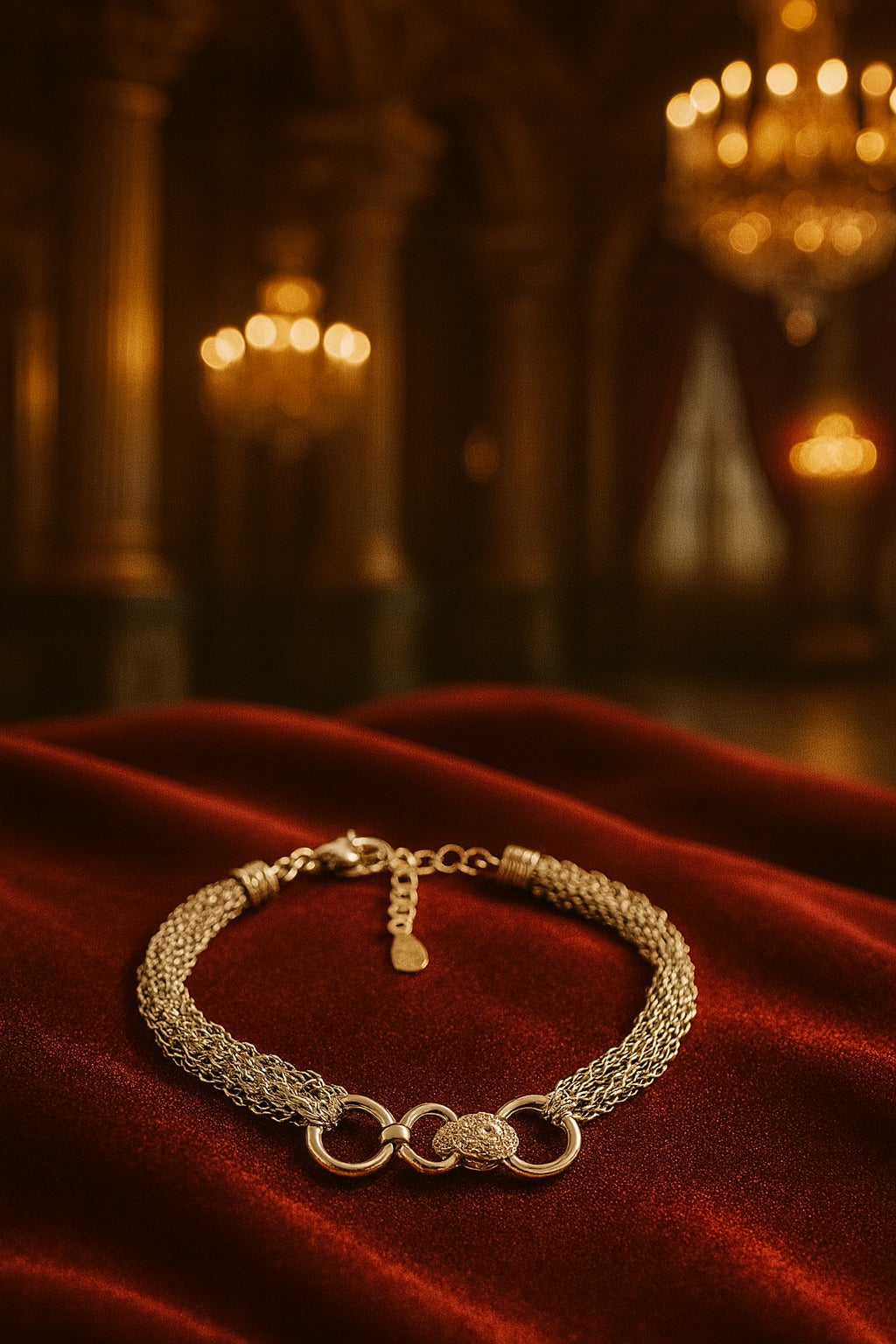 "Elegant 925 Sterling Silver Multi-Layer Chain Bracelet with Interlocking Circle and Pave Stone Detailing"
