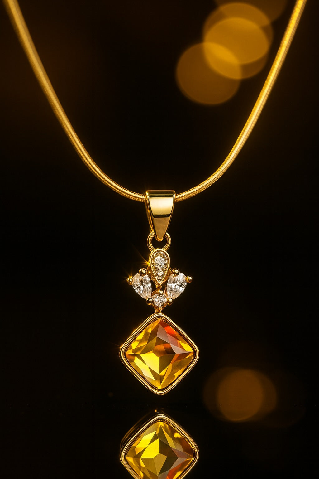 "Elegant Multicolor Crystal Pendant with Matching Earrings Set in Silver Tone"